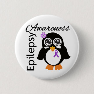 Epilepsy Awareness Penguin Pinback Button