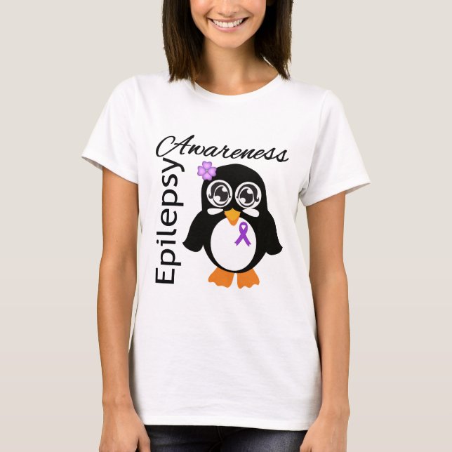 Epilepsy Awareness Penguin T-Shirt (Front)