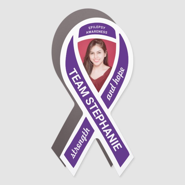 Epilepsy Awareness Photo Purple Ribbon Car Magnet (Front)