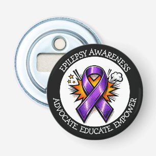 Epilepsy Awareness Purple Awareness Ribbon Bottle Opener