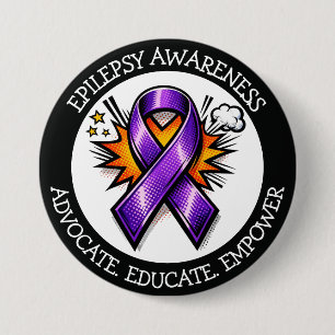 Epilepsy Awareness Purple Awareness Ribbon Button