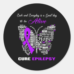 Epilepsy Awareness Purple Butterflies Classic Round Sticker