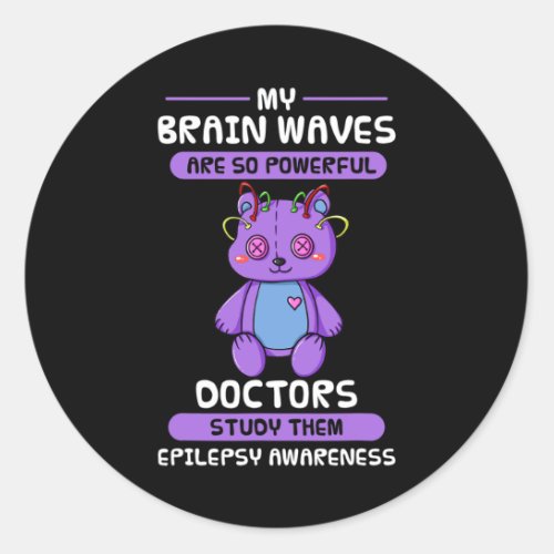 Epilepsy Awareness Purple Epileptic Brain Epilepsi Classic Round Sticker