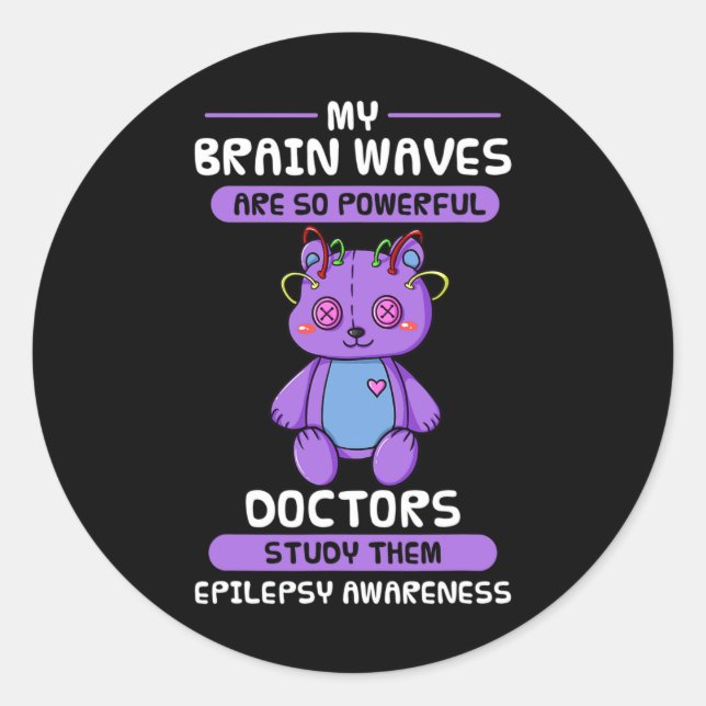 Epilepsy Awareness Purple Epileptic Brain Epilepsi Classic Round Sticker (Front)