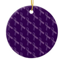 epilepsy awareness Purple Ribbon Ceramic Ornament