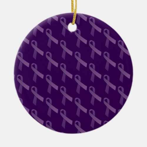 epilepsy awareness Purple Ribbon Ceramic Ornament