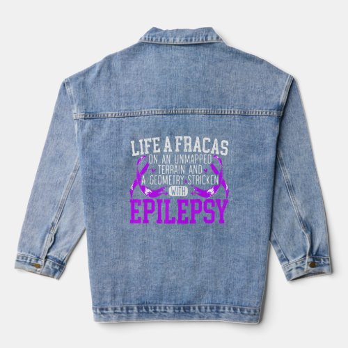 Epilepsy Awareness Purple Ribbon  Denim Jacket