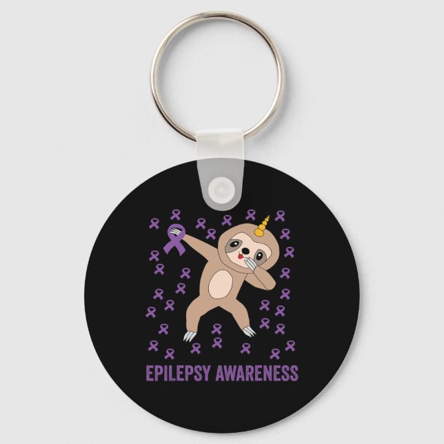 Epilepsy awareness purple ribbon - epilepsy awaren keychain (Front)