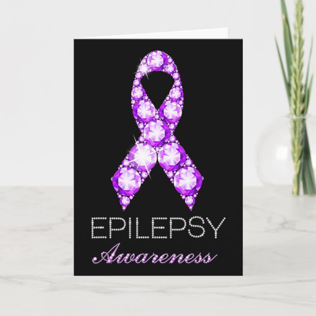 Epilepsy Awareness Purple Ribbon Epilepsy Awarenes Card (Front)