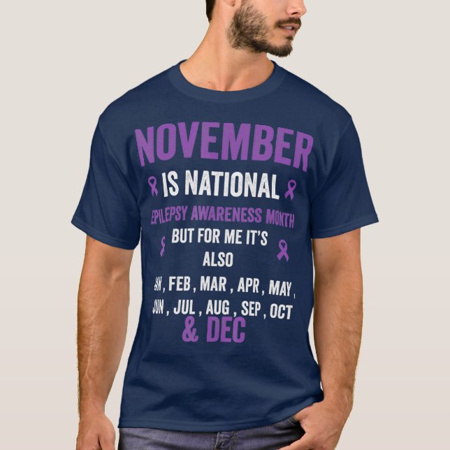 Epilepsy awareness purple ribbon  epilepsy month T-Shirt (Front)