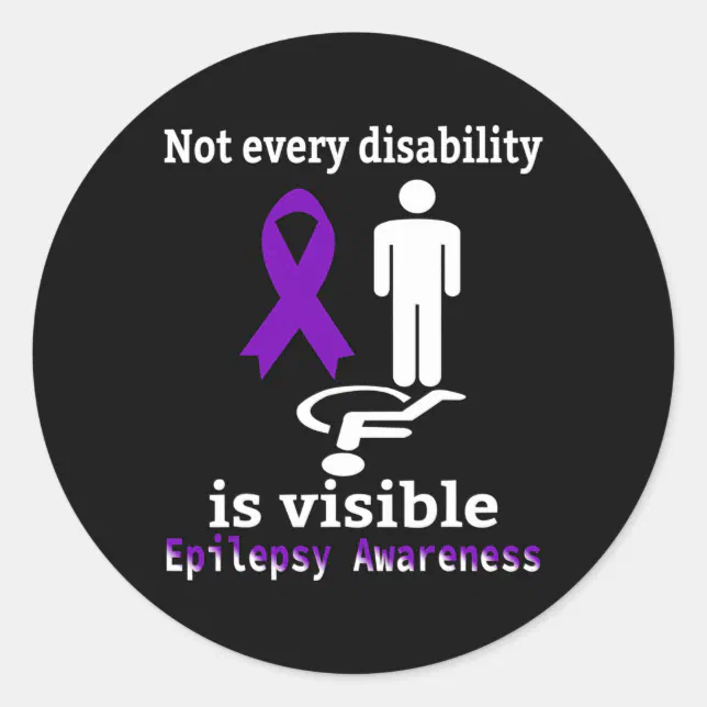 Epilepsy Awareness Purple Ribbon Epilepsy Support Classic Round Sticker ...