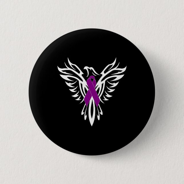 Epilepsy Awareness Purple Ribbon Phoenix  Button (Front)