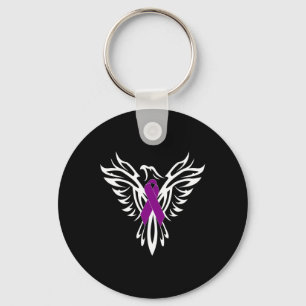 Epilepsy Awareness Purple Ribbon Phoenix Keychain