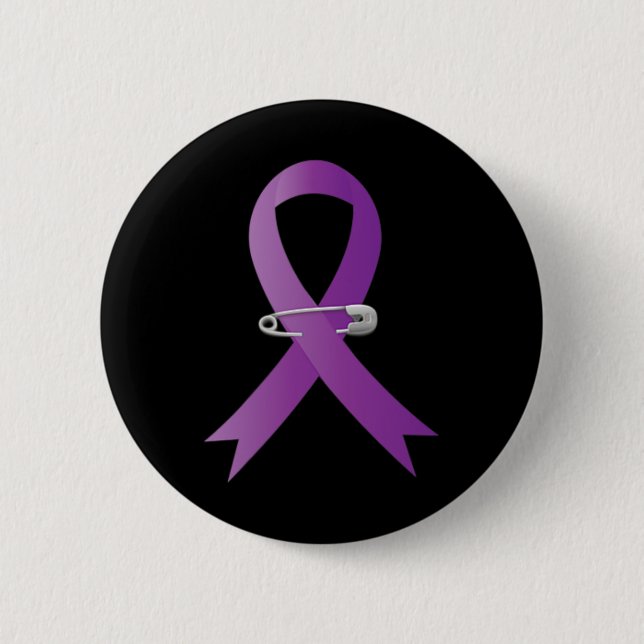 Epilepsy Awareness Purple Ribbon Super Hero  Button (Front)