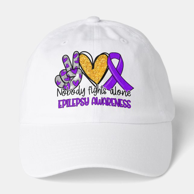 Epilepsy Awareness Purple Ribbon Support Hat (Front)