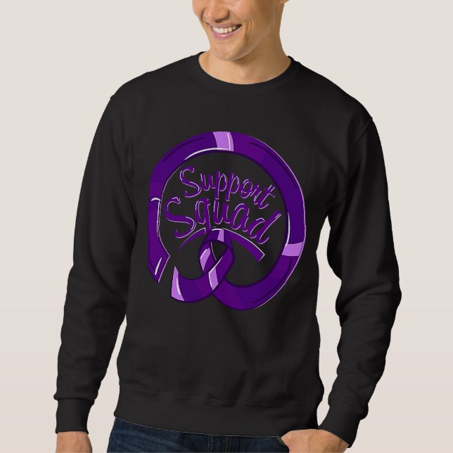Epilepsy Awareness Purple Ribbon Support Squad Sweatshirt (Front)
