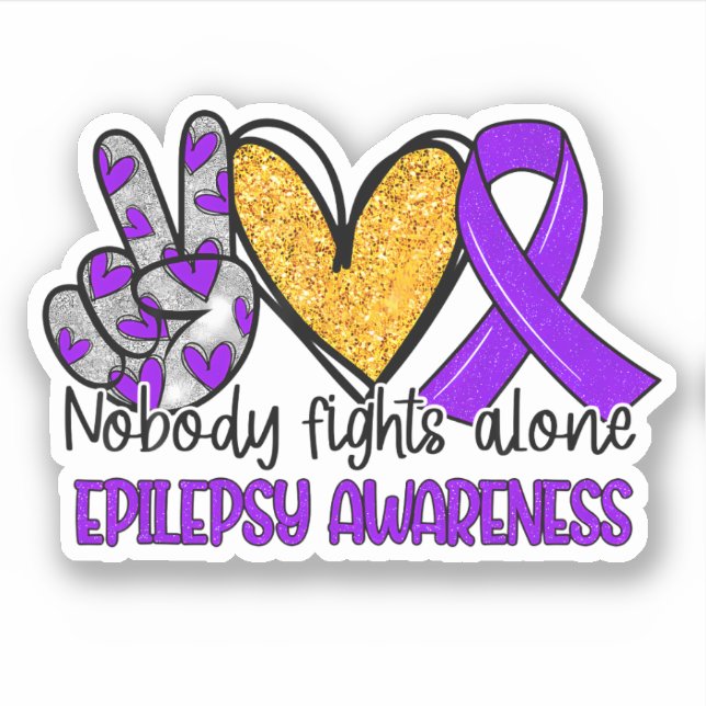 Epilepsy Awareness Purple Ribbon Support Sticker (Front)