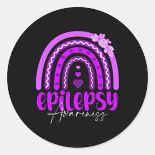 Epilepsy Awareness-rainbow Purple .co  Classic Round Sticker