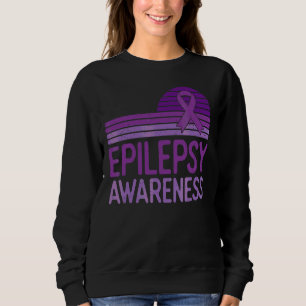 Epilepsy Awareness Retro Vintage Purple Ribbon Sweatshirt