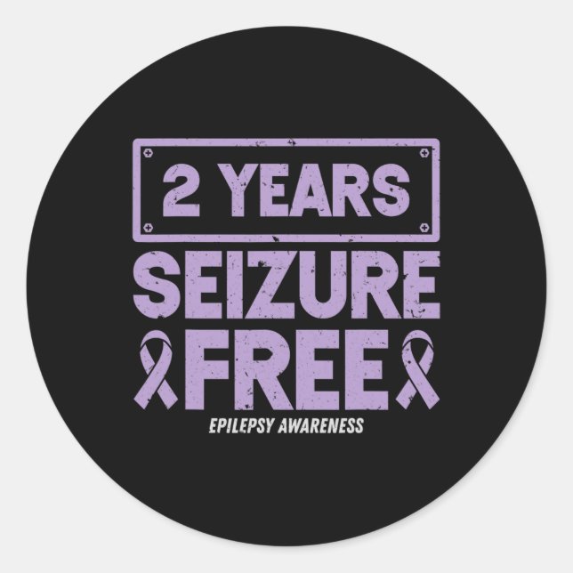 Epilepsy Awareness Ribbon 2 Years Seizure Free  Classic Round Sticker (Front)
