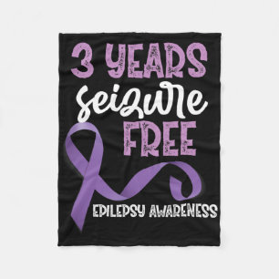 Epilepsy Awareness Ribbon 3 Years Seizure Free Fleece Blanket