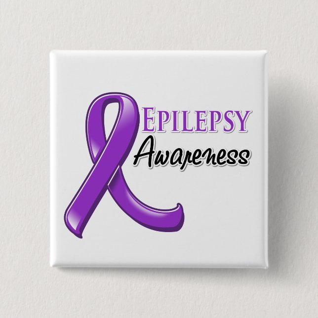 Epilepsy Awareness Ribbon Pinback Button (Front)