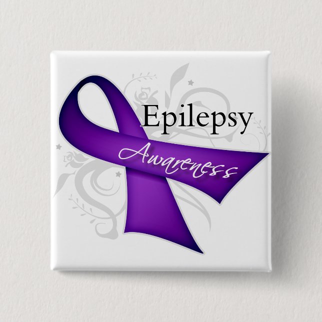 Epilepsy Awareness Ribbon Pinback Button (Front)