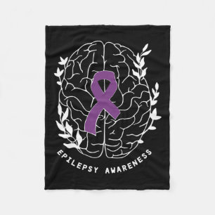 Epilepsy Awareness Ribbon Purple Epilepsy Brain Gr Fleece Blanket