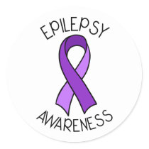 Epilepsy Awareness Ribbon Support   Classic Round Sticker