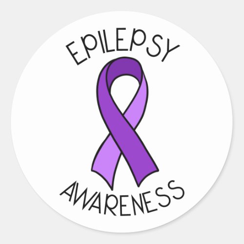 Epilepsy Awareness Ribbon Support   Classic Round Sticker