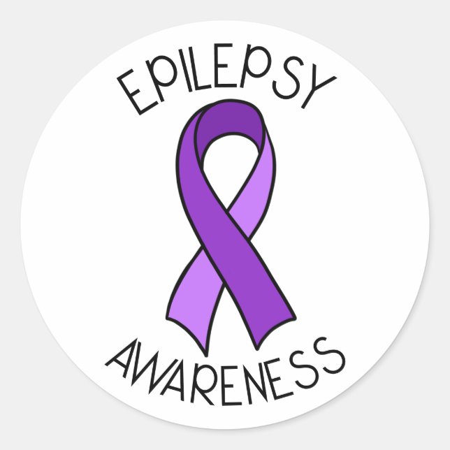 Epilepsy Awareness Ribbon Support   Classic Round Sticker (Front)