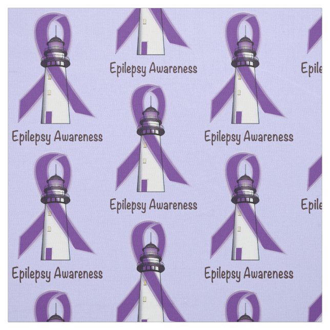 Epilepsy Awareness Ribbon with Lighthouse of Hope Fabric (Swatch)