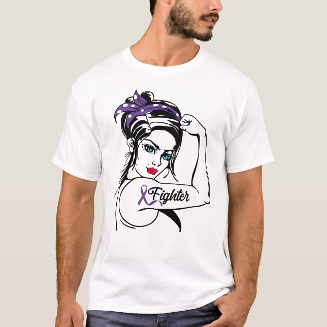 Epilepsy Awareness Rosie Riveter  Fighter Ribbon T-Shirt (Front)