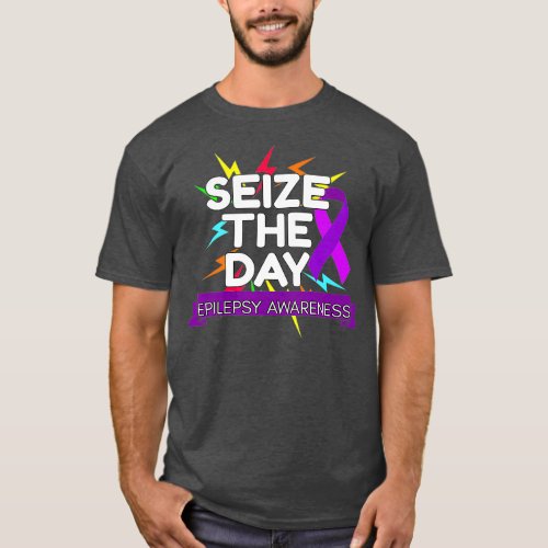 Epilepsy Awareness Seize The Day Purple Ribbon T_Shirt