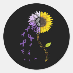 Epilepsy Awareness Sunflower  Classic Round Sticker