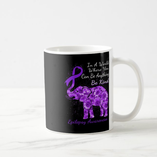 Epilepsy Awareness Sunflower Elephant Be Kind  Coffee Mug (Right)