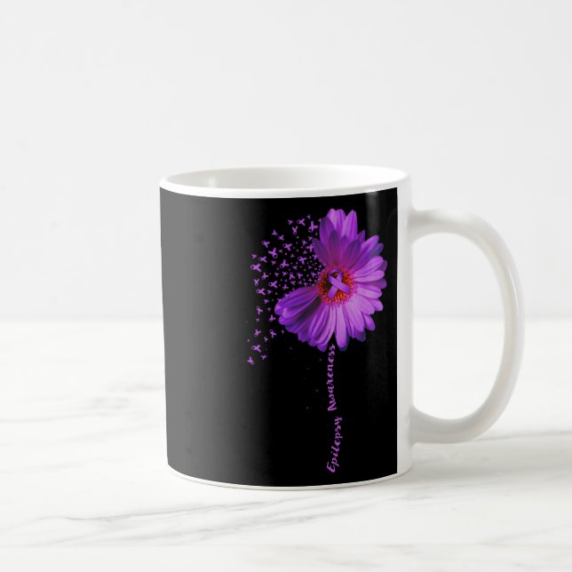 Epilepsy Awareness Sunflower Ribbon Gift  Coffee Mug (Right)
