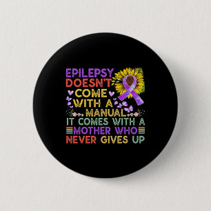 Epilepsy awareness sunflower warrior purple vinta button