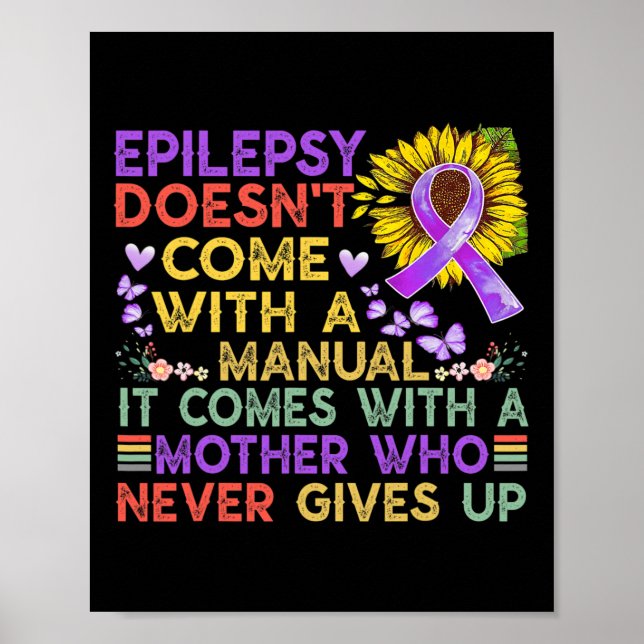 Epilepsy awareness sunflower  warrior purple vinta poster (Front)