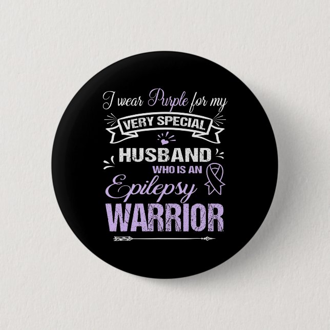 Epilepsy Awareness Support Husband Warrior Walk Ru Button (Front)