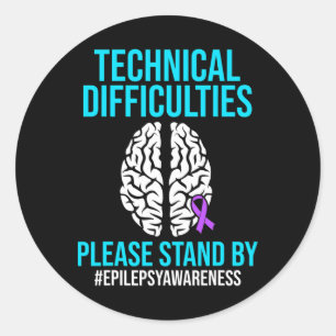 Epilepsy Awareness Technical Epileptic Warrior Sur Classic Round Sticker