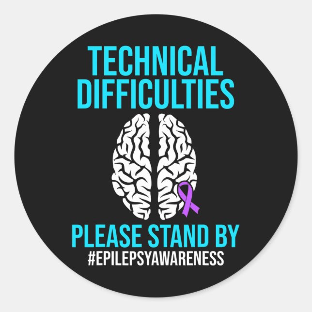 Epilepsy Awareness Technical Epileptic Warrior Sur Classic Round Sticker (Front)