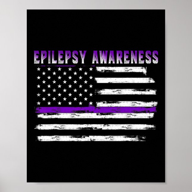 Epilepsy Awareness Usa Flag American Epilepsy Supp Poster (Front)