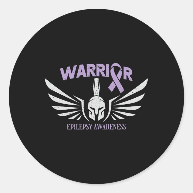 Epilepsy Awareness Warrior Ribbon  Classic Round Sticker (Front)