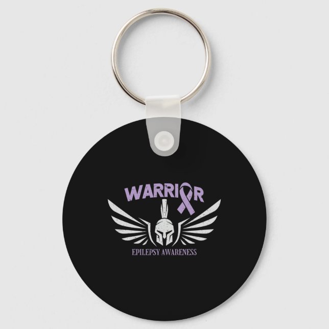Epilepsy Awareness Warrior Ribbon  Keychain (Front)
