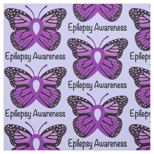 Epilepsy Awareness with Butterfly Ribbon Fabric (Swatch)