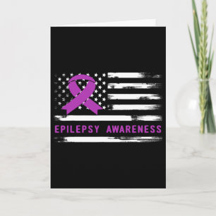 Epilepsy Awarness American Flag Purple Ribbon  Card