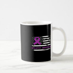 Epilepsy Awarness American Flag Purple Ribbon  Coffee Mug