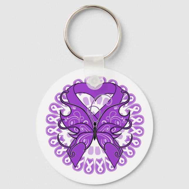 Epilepsy Butterfly Circle of Ribbons Keychain (Front)