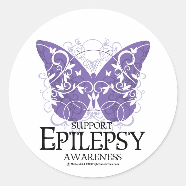 Epilepsy Butterfly Classic Round Sticker (Front)
